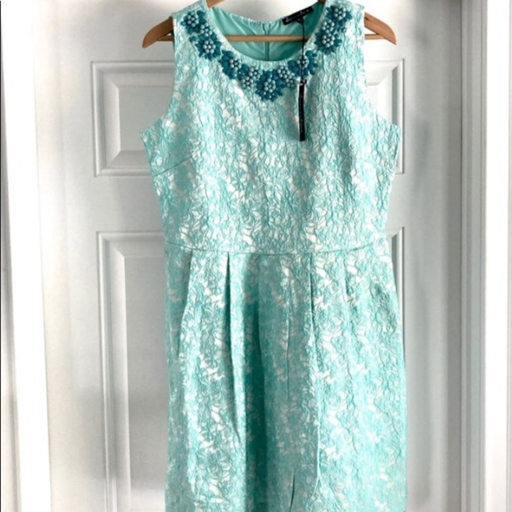 Alison Andrews Jeweled Jacquard Sleeveless Dress